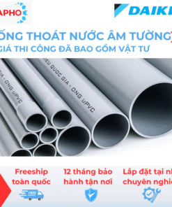 Thi công ống nước thoát âm tường (đã bao gồm vật tư phụ như Co Tê, Lơ, công cắt đục, trám trét đi âm tường,…)