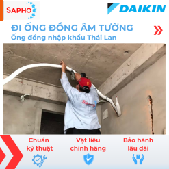 Đi ống đồng máy lạnh Ø6/10 – dày 6,7,8 dem – Thái Lan (Trọn gói gồm gen đôi Hàn Quốc, xi cách nhiệt, nén Nitơ, công cắt đục, trám trét đi âm tường...)