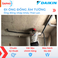 Đi ống đồng điều hòa Ø6/12 – dày 6,7,8 dem – Thái Lan (Trọn gói gồm gen đôi Hàn Quốc, xi cách nhiệt, nén Nitơ, công cắt đục, trám trét đi âm tường...)