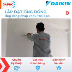 Lắp đặt ống đồng máy lạnh Ø6/10 – dày 6,7,8 dem – Thái Lan (Trọn gói gồm gen đôi Hàn Quốc, xi cách nhiệt, nén Nitơ, công cắt đục, trám trét đi âm tường...)