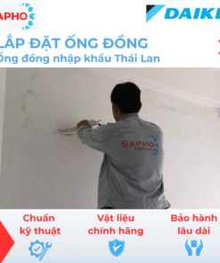 Lắp đặt ống đồng máy lạnh Ø6/10 – dày 6,7,8 dem – Thái Lan (Trọn gói gồm gen đôi Hàn Quốc, xi cách nhiệt, nén Nitơ, công cắt đục, trám trét đi âm tường...)