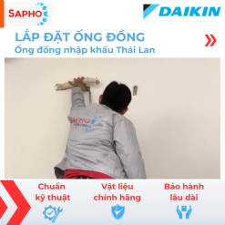 Lắp đặt ống đồng điều hòa Ø6/12 – dày 6,7,8 dem – Thái Lan (Trọn gói gồm gen đôi Hàn Quốc, xi cách nhiệt, nén Nitơ, công cắt đục, trám trét đi âm tường...)